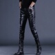 男士 休闲机车长裤 潮流时尚 小脚长裤 皮裤 秋冬男式 青年修身 2024新款