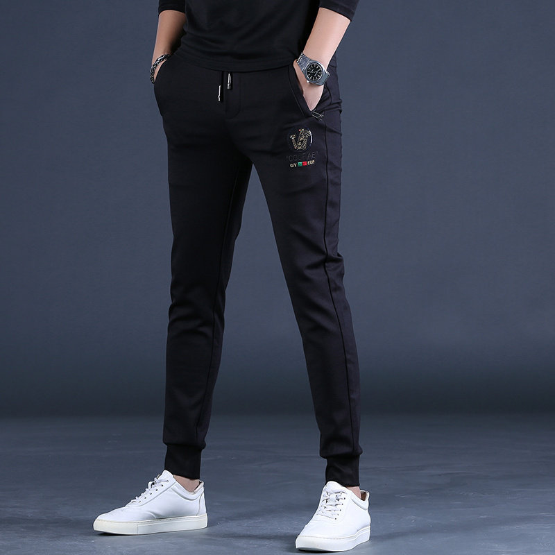 2024秋季休闲裤男潮牌痞帅黑色运动男裤修身束脚潮流弹力裤子加绒,男装,休闲裤,淘宝优惠券,粉丝福利购,淘宝优惠卷