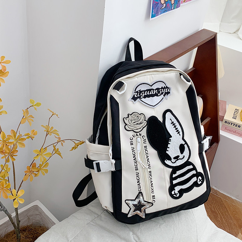 甜酷卡通拼色双肩包2025新款清新文艺大容量学生书包轻便出游背包,箱包皮具/热销女包/男包,双肩背包,淘宝优惠券,粉丝福利购,淘宝优惠卷