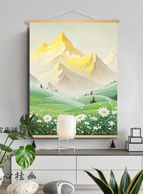 日照金山客厅沙发墙装饰画山水风景挂画入户走廊过道绿植布艺挂画