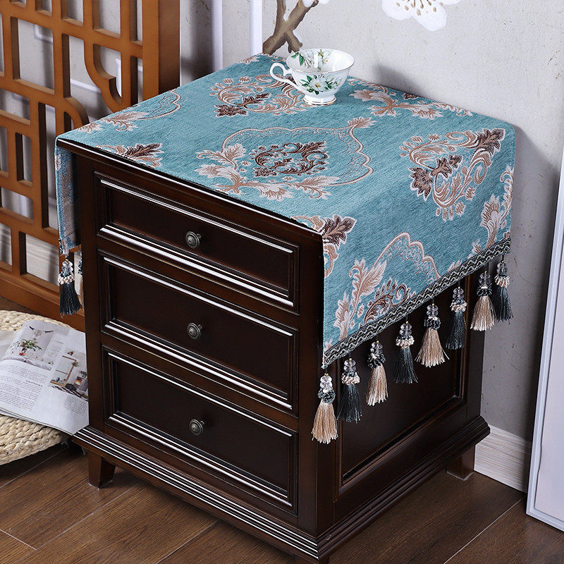 欧式床头柜盖布盖巾家用卧室梳妆台桌布防尘罩长方形打印机台垫布