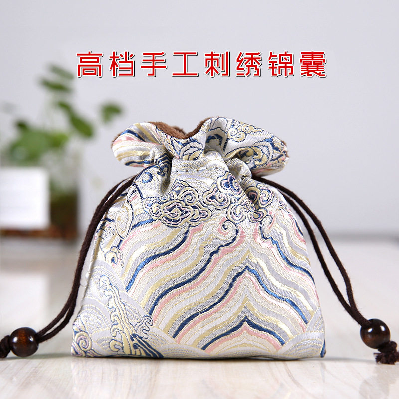 彩色刺绣丝绸绒布束口袋礼品珠宝首饰品收纳零钱色丁袋