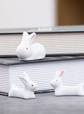 文创 ZAKKA日式杂货 陶瓷兔子玉兔可爱动物筷架  摆件家居陶瓷