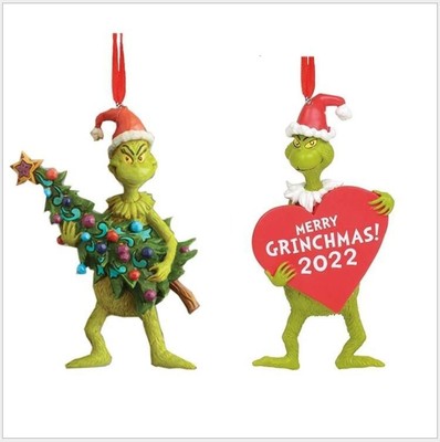 圣诞立体挂件格林奇绿毛怪礼物抱圣诞树爱心公仔Grinch挂件装饰品