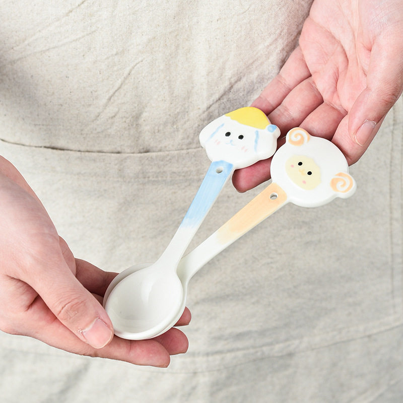 seabed餐具陶瓷勺子可爱调羹汤勺卡通造型小勺子儿童吃饭辅食勺
