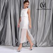 欧美大牌走秀款 2020夏季 新款 侧开衩透视纱超长连衣裙背心裙