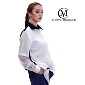 2020新款 衬衫 春夏欧美大牌慵懒性感宽松撞色纱拼接BF男友大码 长袖