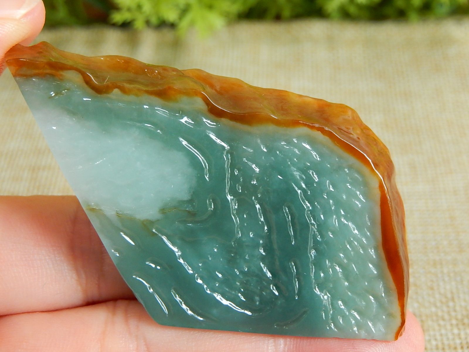 缅甸天然A货翡翠原石明料玉石毛料大马坎黄翡蓝水边角料牌子F5871