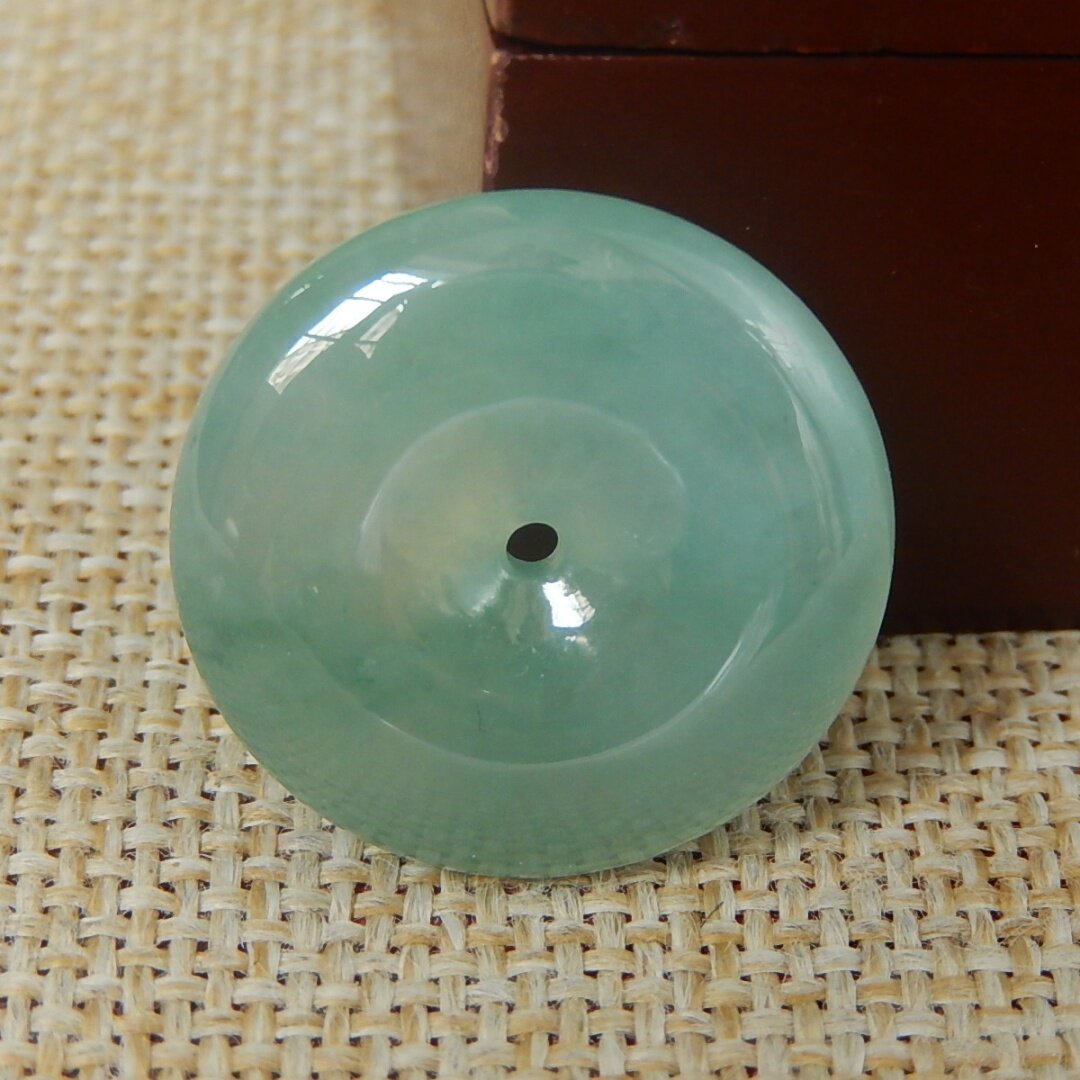 缅甸天然A货翡翠原石明料玉石毛料冰糯种蓝水平安扣挂件吊坠V1270