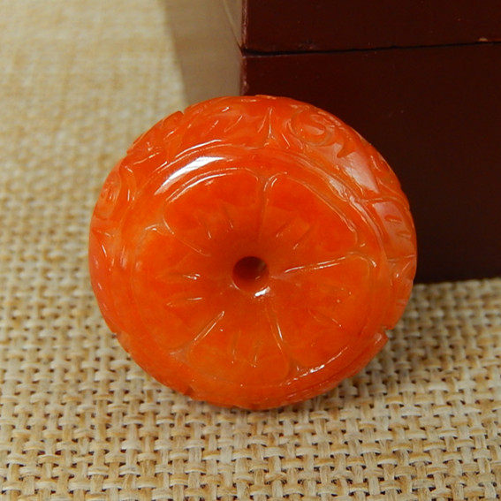 缅甸A货翡翠原石明料玉石毛料成品冰糯种红翡仿古平安扣挂件K1893