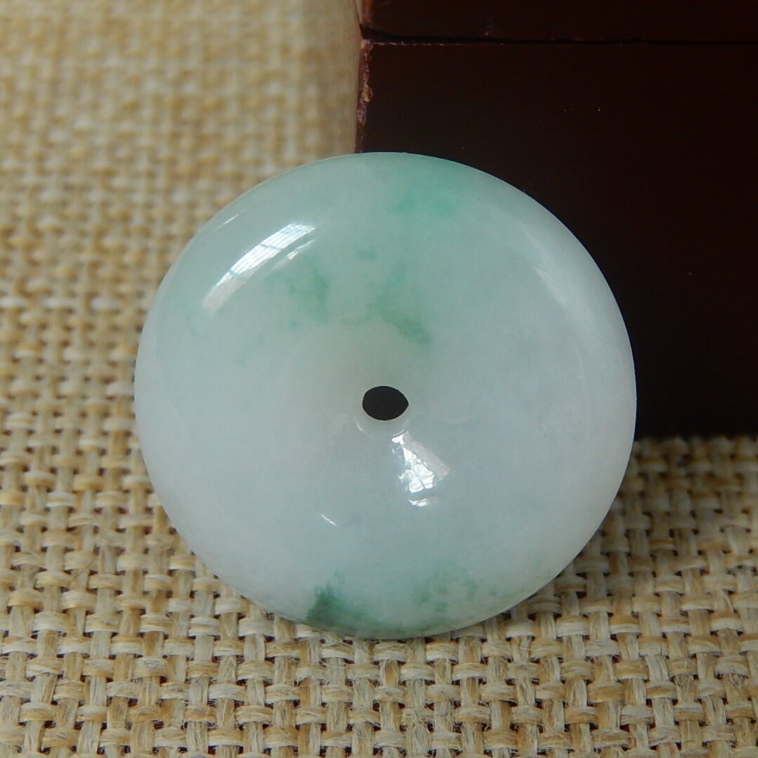 缅甸天然A货翡翠原石明料玉石毛料冰糯种飘花平安扣挂件吊坠V1480