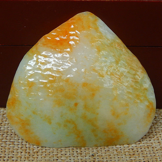 缅甸A货翡翠原石明料玉石毛料大马坎黄翡心形料子边角料挂件H3587