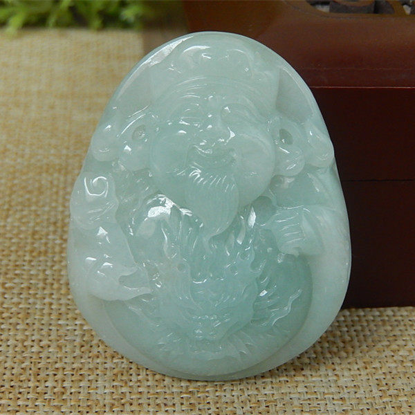 正品缅甸天然A货翡翠原石明料玉石毛料冰糯种财神爷挂件吊坠K2776