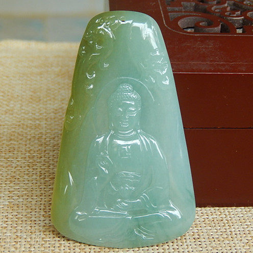 缅甸天然A货翡翠原石半明料玉石毛料成品冰糯种黄翡佛牌挂件H1357