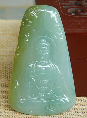 缅甸天然A货翡翠原石半明料玉石毛料成品冰糯种黄翡佛牌挂件H1357