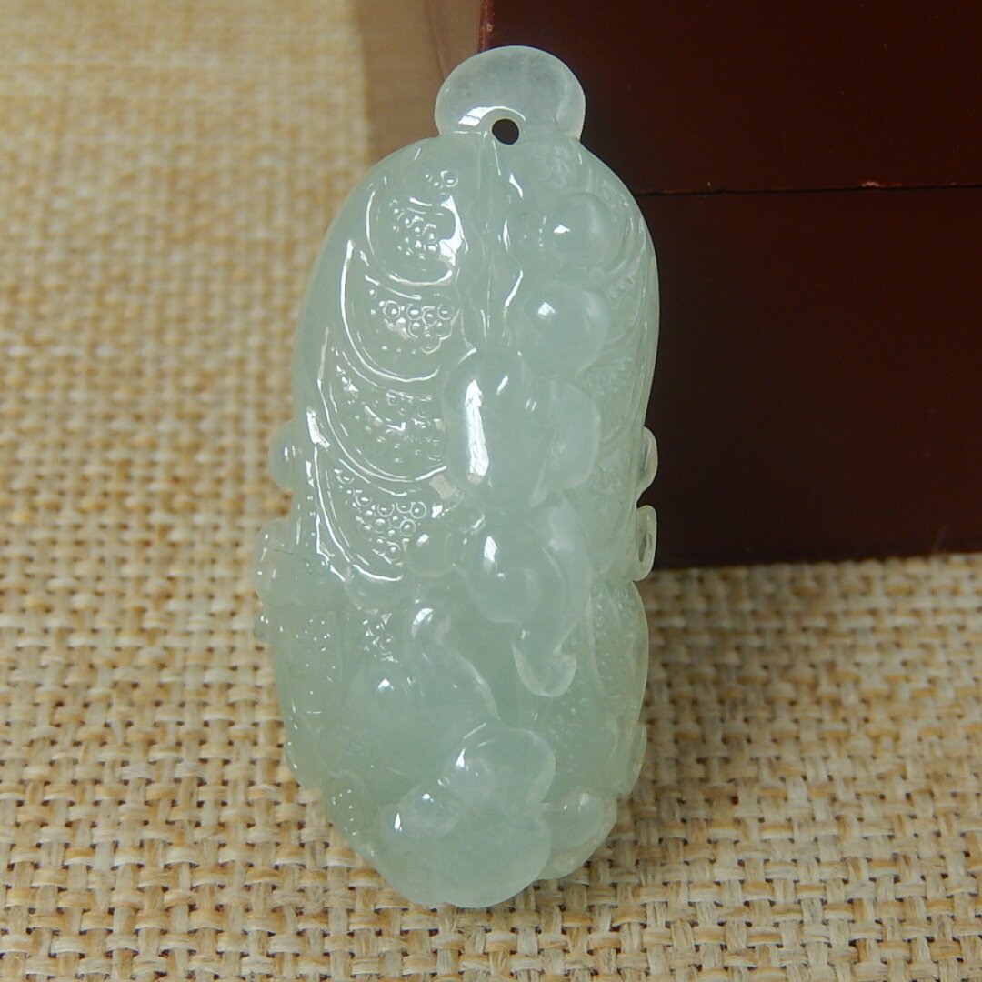 正品缅甸天然A货翡翠原石半明料玉石毛料冰糯种白菜挂件吊坠V1472