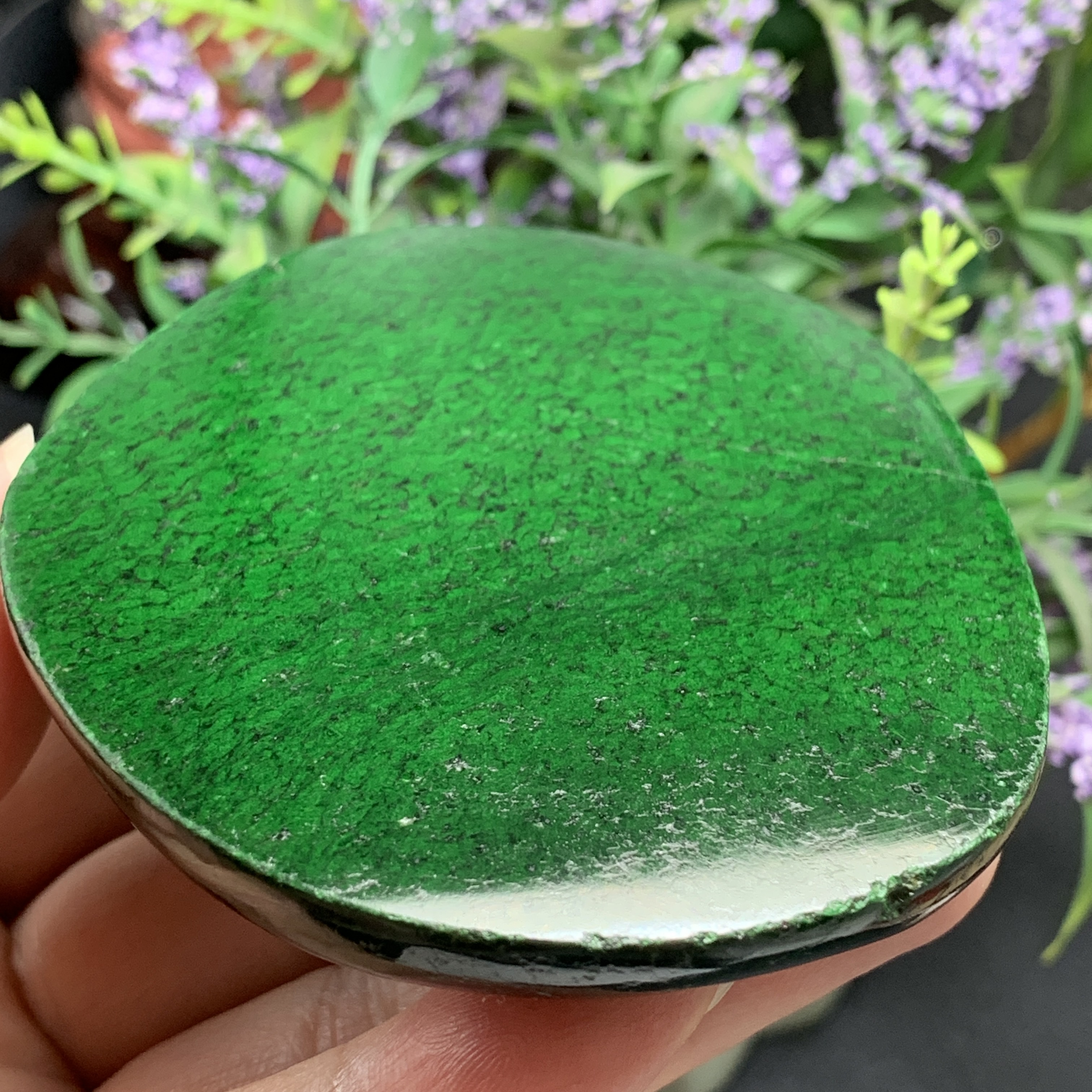 缅甸天然A货翡翠原石半明料玉石毛料满色干青边角料牌子挂件K8402