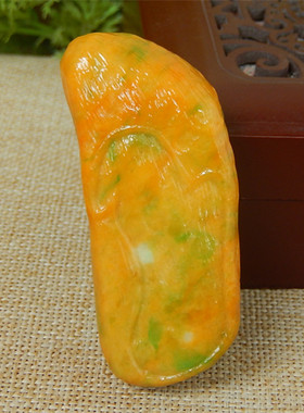 缅甸A货翡翠原石半明料玉石毛料老坑大马坎黄加绿边角料挂件K3153