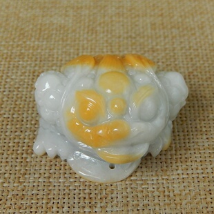 缅甸A货翡翠原石半明料玉石毛料大马坎黄翡俏色金蟾摆件挂件 V269