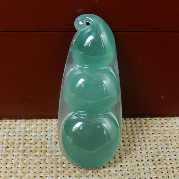 天然A货翡翠原石半明料玉石毛料正品冰糯种蓝水福豆挂件吊坠K2163