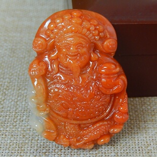 缅甸A货翡翠原石半明料玉石毛料大马坎红翡财神牌子挂件吊坠K9463