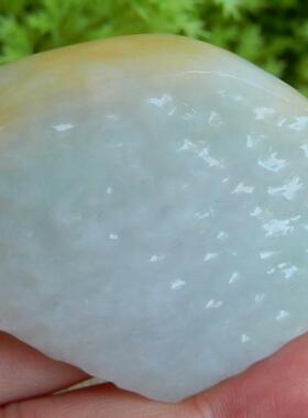 缅甸A货翡翠原石明料玉石毛料冰糯种黄翡俏色料子边角料挂件A6976