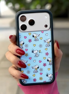 野花wf手机壳爱心史努比蓝色/豹纹/紫色适用苹果17Pro手机壳iphone16/15/14/13/12/Pro/Max防摔保护高级可爱