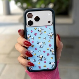 野花wf手机壳爱心史努比蓝色/豹纹/紫色适用苹果17Pro手机壳iphone16/15/14/13/12/Pro/Max防摔保护高级可爱