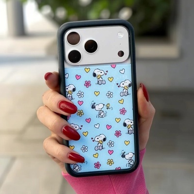 野花wf手机壳爱心史努比蓝色/豹纹/紫色适用苹果17Pro手机壳iphone16/15/14/13/12/Pro/Max防摔保护高级可爱