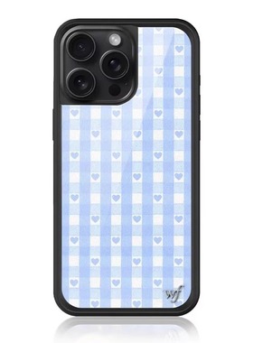 欧美f联名蓝色爱心格子Gracie Abrams适用iPhone15/14/13/12ProMax苹果16Pro手机壳WF12创意时尚防摔保护套17