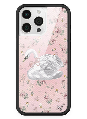 欧美f联名Sweet Swan 梦幻天鹅苹果15适用iPhone14/13ProMax手机壳时尚全包防摔欧美ins12防摔WF保护套17