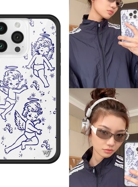 wf手机壳黄饱饱同款Cherubs三只天使手机壳适用iPhone15/14/13ProMax/plus苹果16Pro百搭欧美防摔保护套17