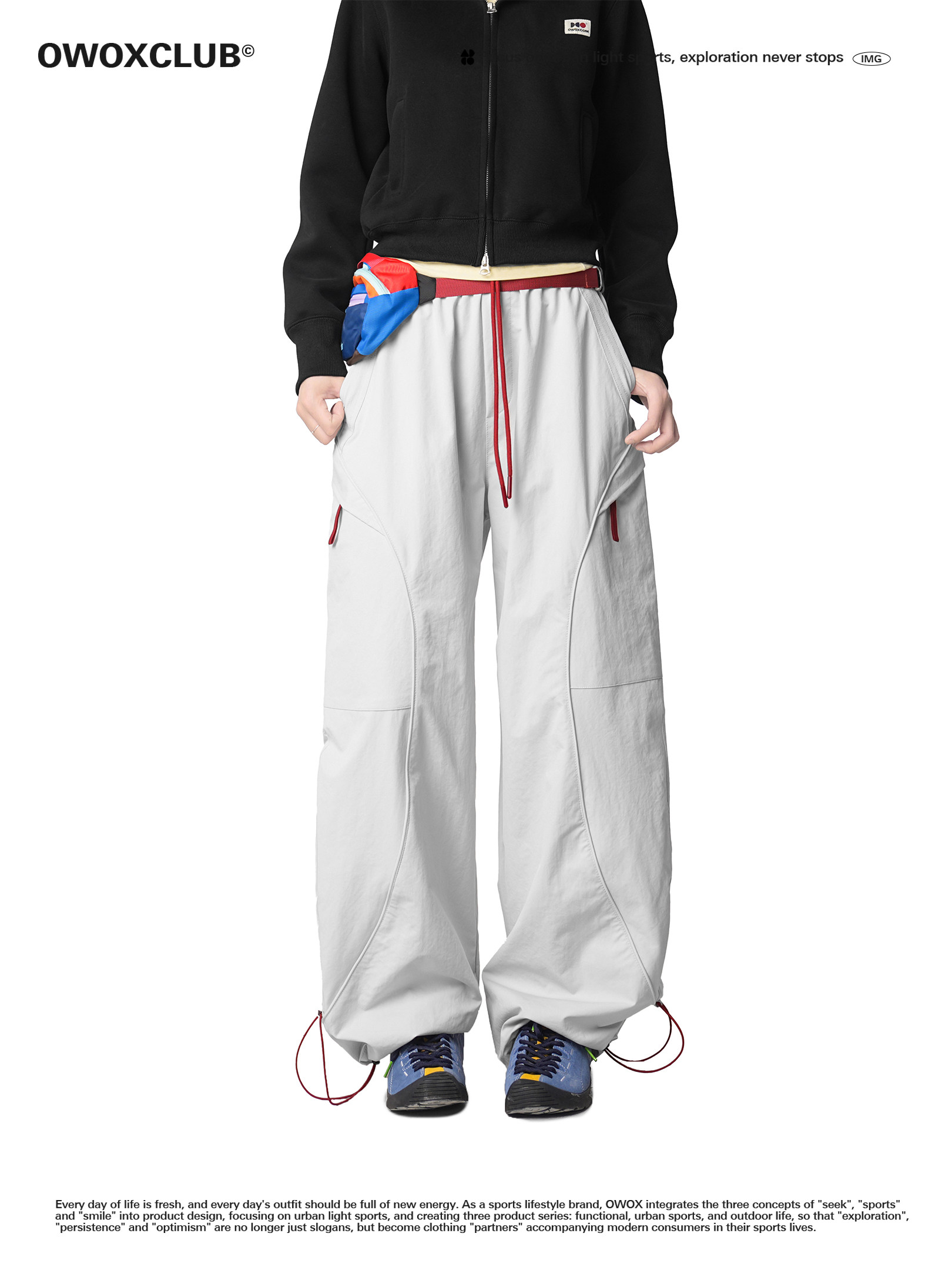 Owox Outdoor Design Style Visible Seam Sports Jogger Cargo Pants Autumn Straight Loose Hiking Casual Pants