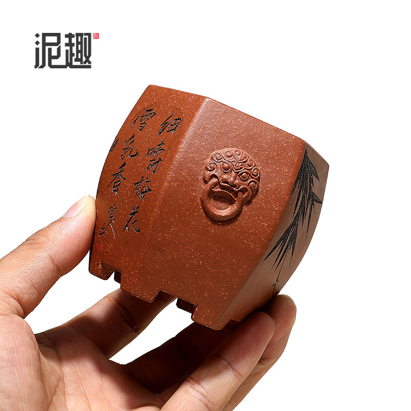 长青古典微型花盆花盆厂家直销肉肉花盆菖蒲盆景紫砂花盆狮头六方