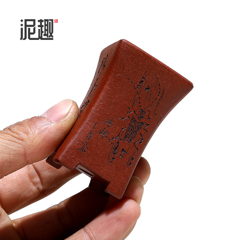 〔长青〕宜兴紫砂花盆古典菖蒲多肉微型万象盆景透气拇指四方签筒