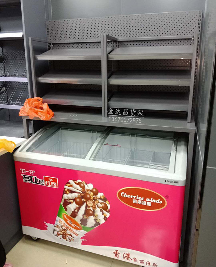 美宜佳款雪糕柜冰柜上方货架展示架冰箱冰柜上部牛奶面包置物架