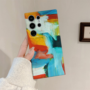 s22plus 简约硬壳s23 s24ultra A54 保护套 颜料油墨适用三星s25ultra手机壳菲林全包边s23ultra A53个性 s24