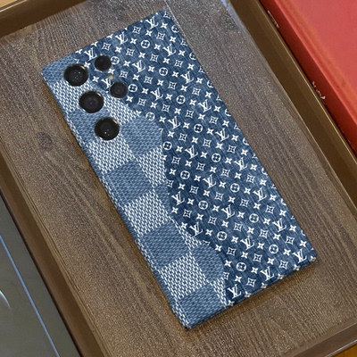 蓝色布纹适用三星s23ultra手机壳菲林全包边s25ultra/s24+硬壳s21/s22/s21u/note20ultra/A54/A53个性保护套