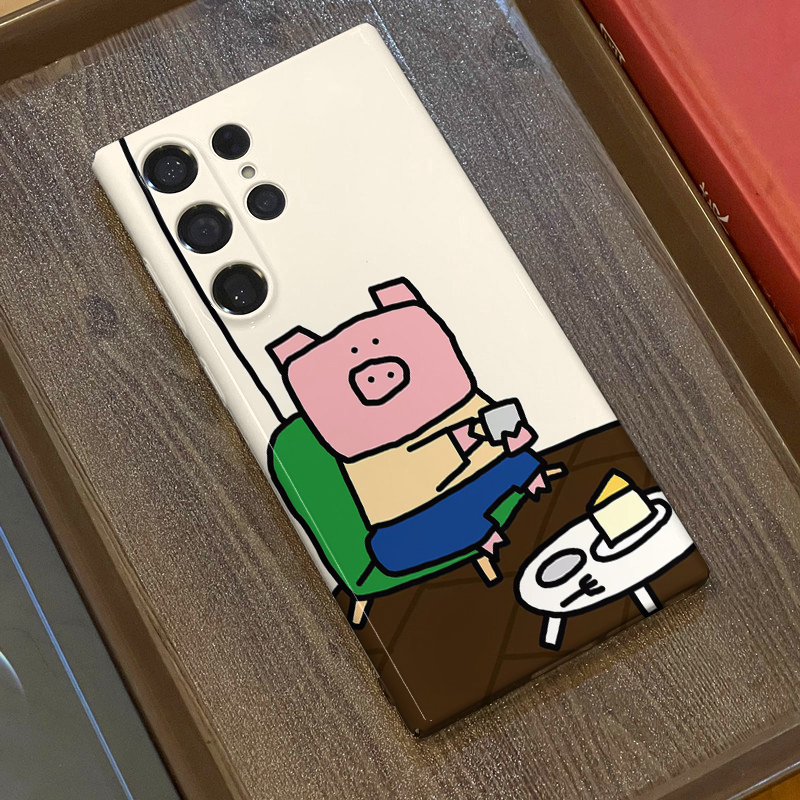 抽象小猪适用三星s25ultra手机壳菲林全包边s23ultra/s24+硬壳s23+/s22plus/s24ultra/A54/A53个性保护套
