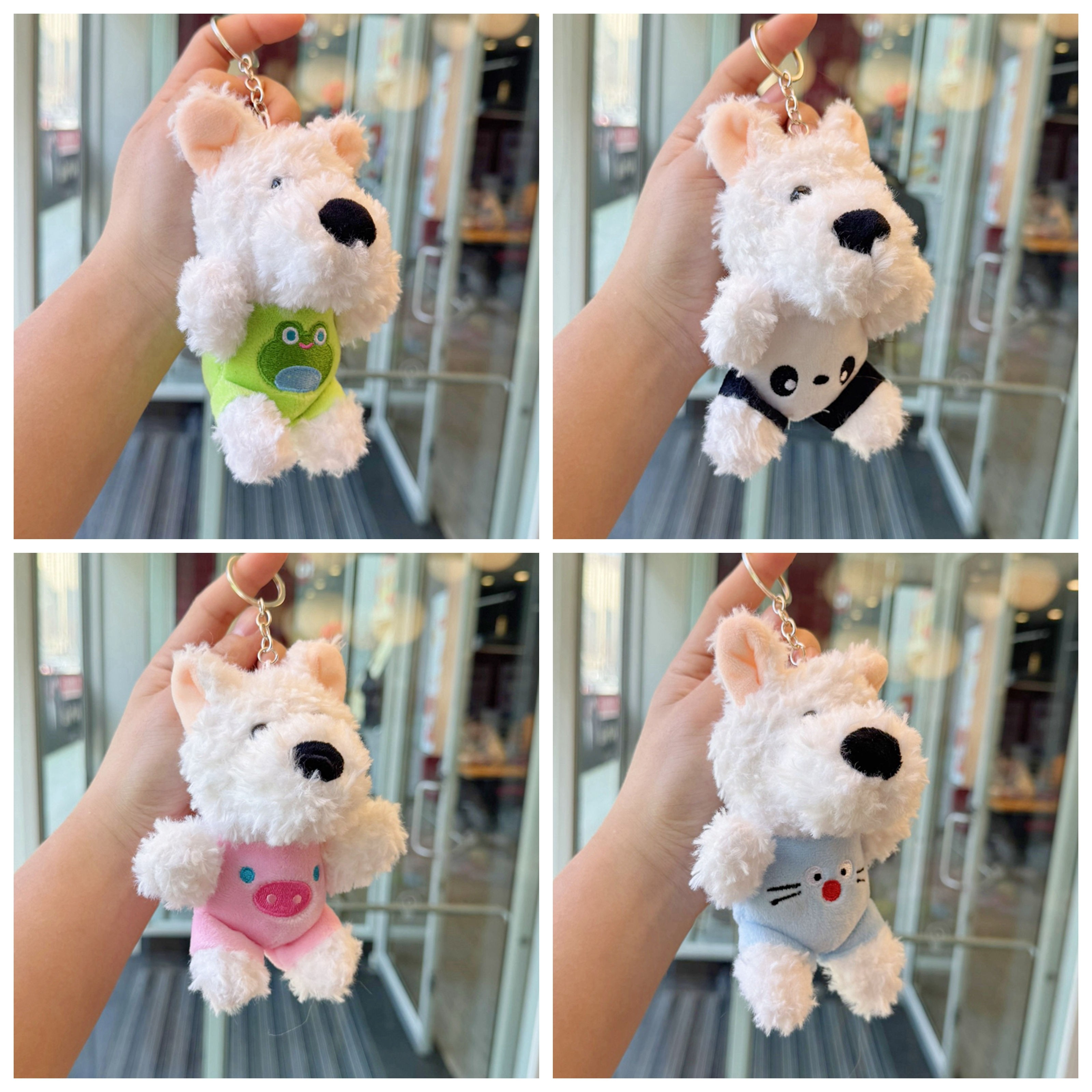 可爱萌穿衣小狗毛绒玩具钥匙扣挂件创意西高地小狗包包挂饰小礼物