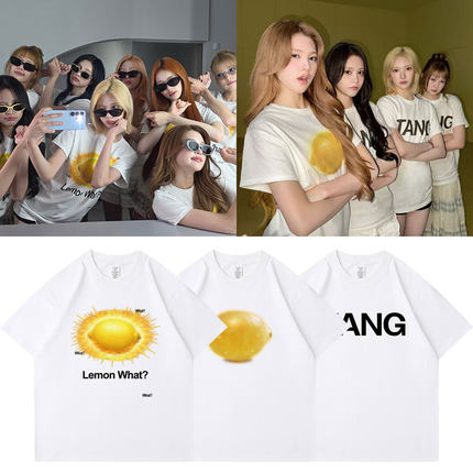 Hearts2Hearts快闪LemonTang周边衣服同款短袖T恤纯棉宽松印花夏