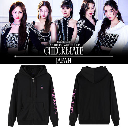 ITZY2023日巡演唱会CHECKMATE周边应援同款开衫加绒薄拉链卫衣服