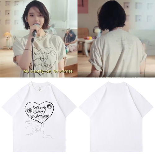IU李知恩单曲DearMyCrazySoulmate打歌上衣服自制同款短袖T恤纯棉
