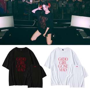 T恤宽松落肩中袖 李宣美演唱会GOOD 打歌服 短袖 MAD同款 GIRL GONE