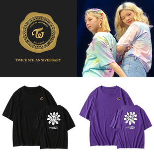 twice组合5周年周边衣服卡通印花同款短袖T恤宽松纯棉打歌服