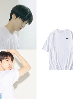 NCT127一粒七金道英衣服同款短袖T恤宽松落肩字母印花纯棉圆领