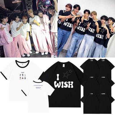 NCT WISH 2025亚巡演唱会Log in首尔场同款衣服纯棉印花短袖T体恤