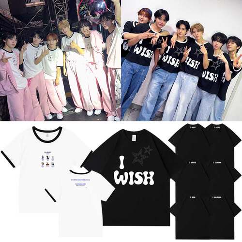 NCT WISH 2025亚巡演唱会Log in首尔场同款衣服纯棉印花短袖T体恤