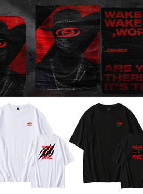 ATEEZ专周边同款短袖T恤宽松落肩五分袖印花纯棉夏季打歌衣服