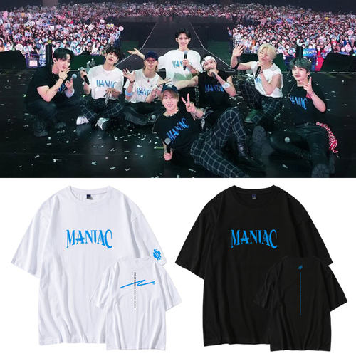 StrayKids日巡演唱会MANIAC周边同款短袖T恤宽松印花体恤打歌衣服